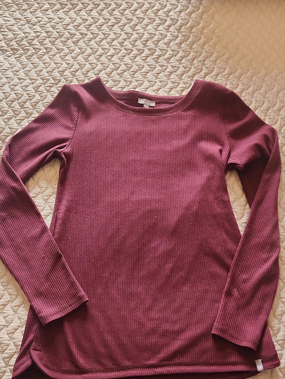 T by Talbots Ribbed Long-Sleeve Top in Berry Plum